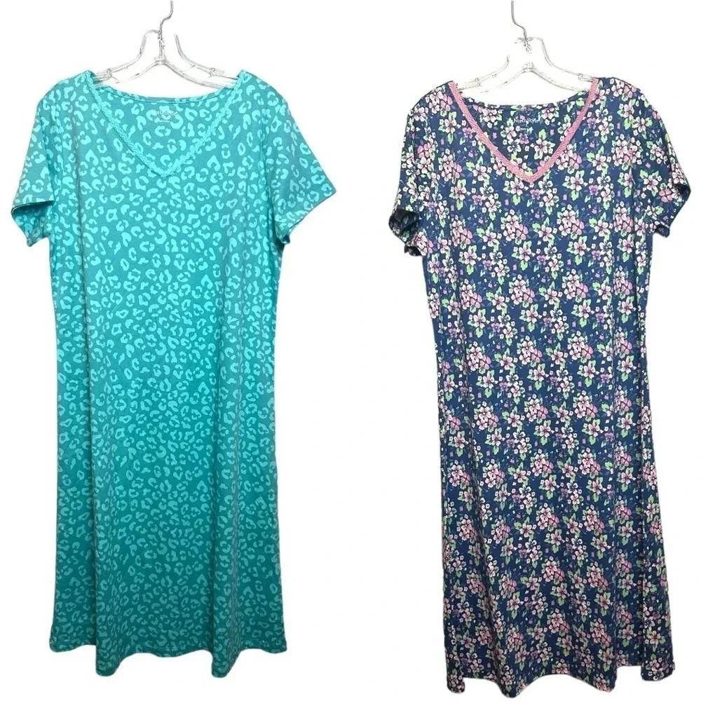 Lot Of 2 NorthStyle Peruvian Cotton Nightgowns Size‎ Large retails $65 Each